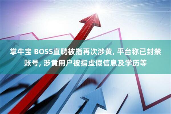 掌牛宝 BOSS直聘被指再次涉黄, 平台称已封禁账号, 涉黄用户被指虚假信息及学历等